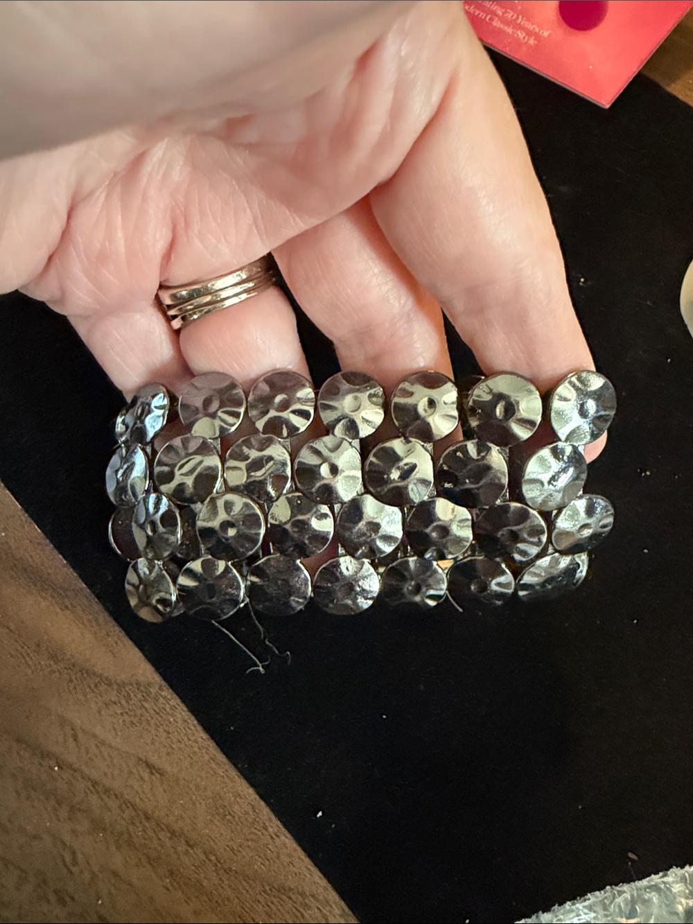 Metallic Sequin Stretch Bracelet - Silver